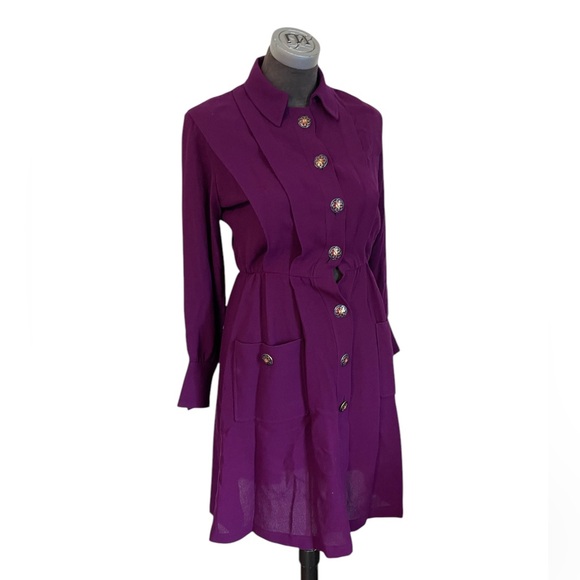Vintage Yves Saint Laurent Purple 80s Dress - Picture 1 of 17